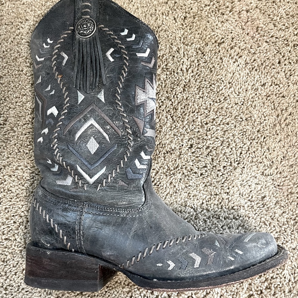 Gray Actec Corral Vintage Square Toe Boots